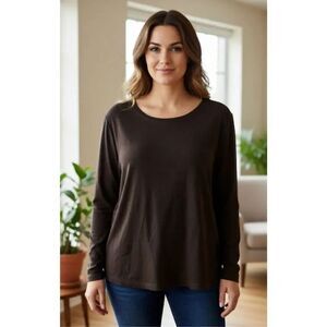 Talbots Long Sleeve Tee Shirt Black Plus Size 3X Wardrobe Staple